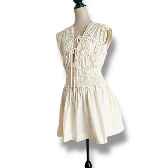 Pinkfilosofy Vidal Mini Dress in Ecru Cream, Size Large - Picture 3 of 10